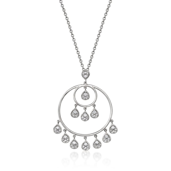 C. 1990 Vintage Piero Milano .85 ct. t.w. Diamond Circle Pendant Necklace in 18kt White Gold