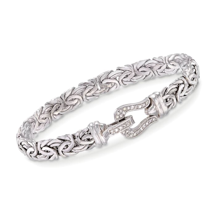 .20 ct. t.w. Diamond Buckle Byzantine Bracelet in Sterling Silver