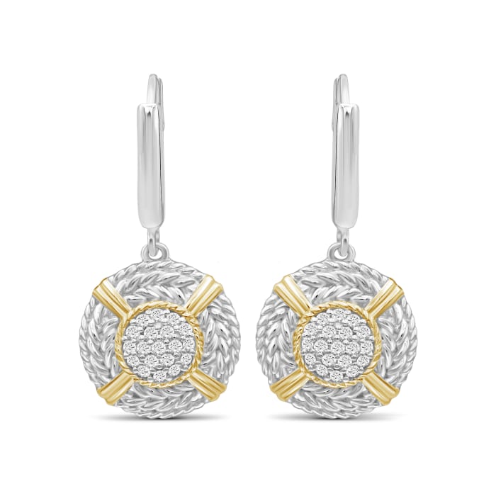 .26 ct. t.w. Diamond Cluster Roped-Frame Drop Earrings in Two-Tone Sterling