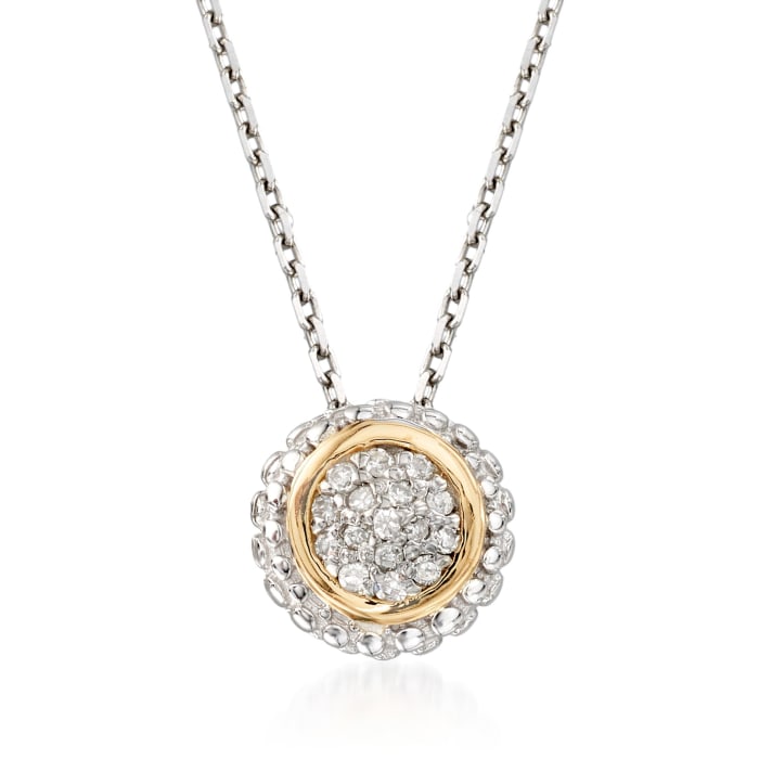 Phillip Gavriel &quot;Popcorn&quot; Diamond-Accented Pendant Necklace in Sterling Silver and 18kt Yellow Gold