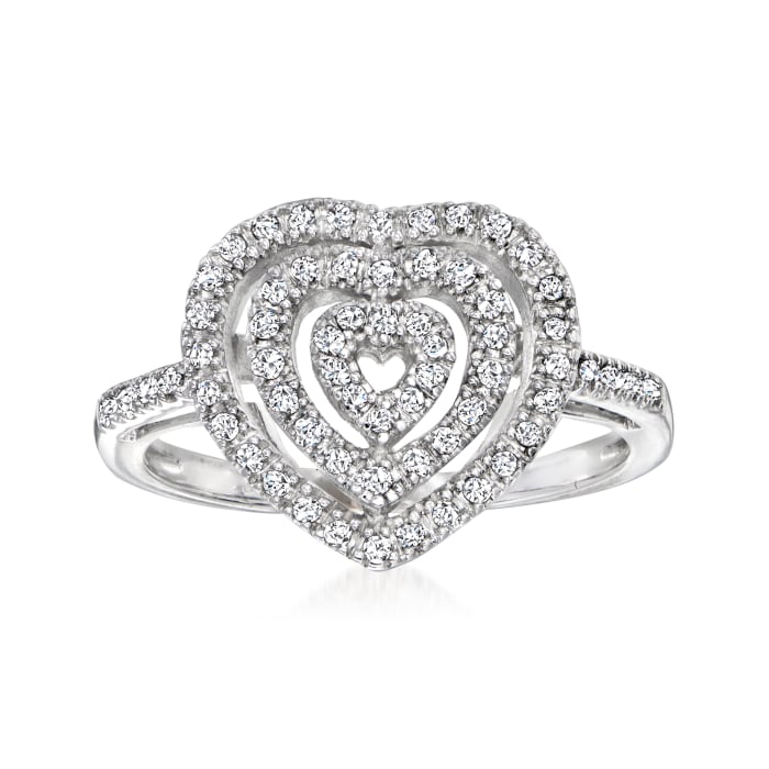 C. 1970 Vintage .25 ct. t.w. Diamond Heart Ring in 14kt White Gold