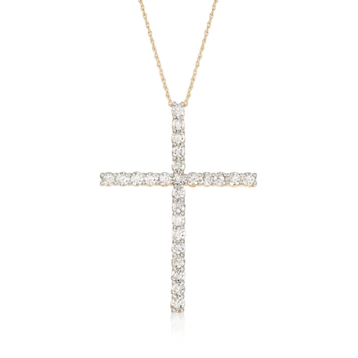 2.00 ct. t.w. Diamond Cross Pendant Necklace in 14kt Yellow Gold | Ross ...