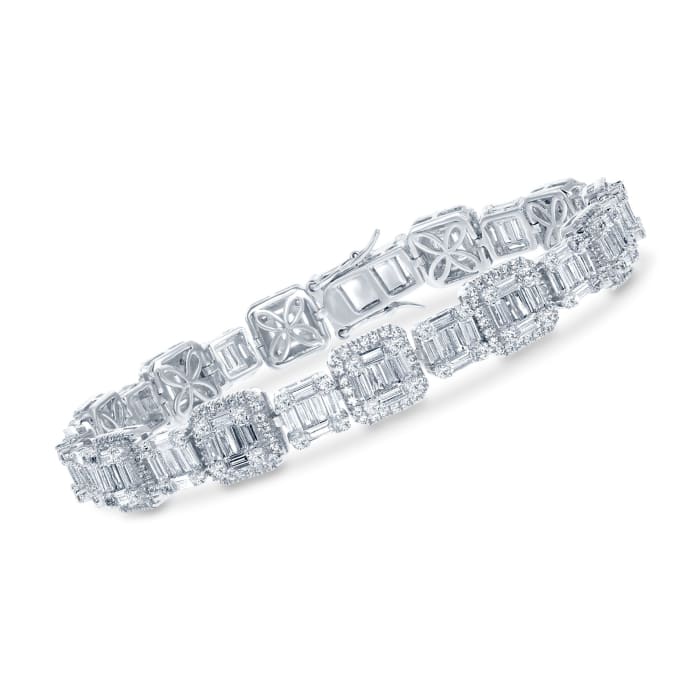 6.80 ct. t.w. Baguette and Round CZ Bracelet in Sterling Silver