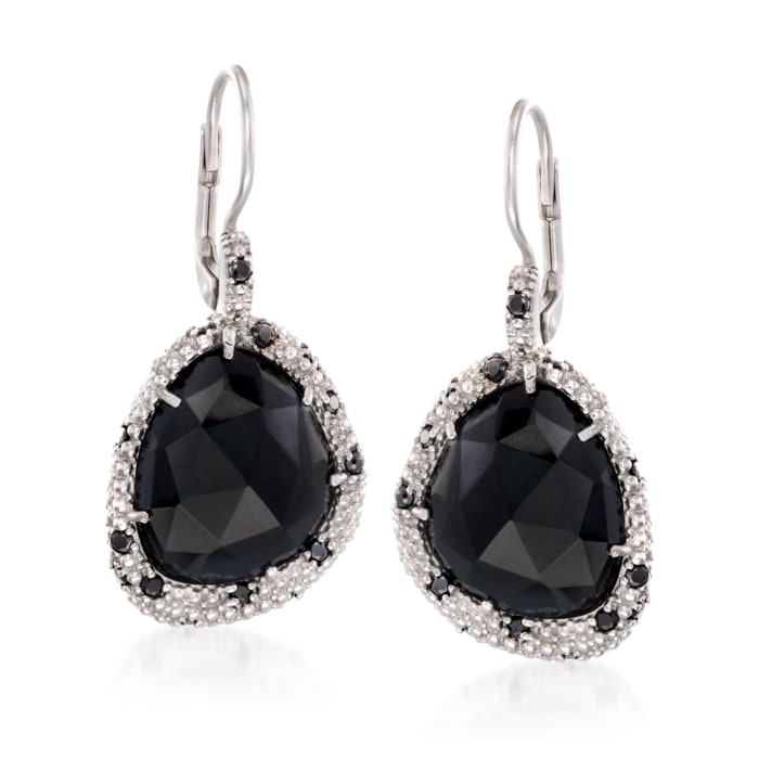 Phillip Gavriel &quot;Popcorn&quot; Black Onyx and Black Spinel Drop Earrings in Sterling Silver