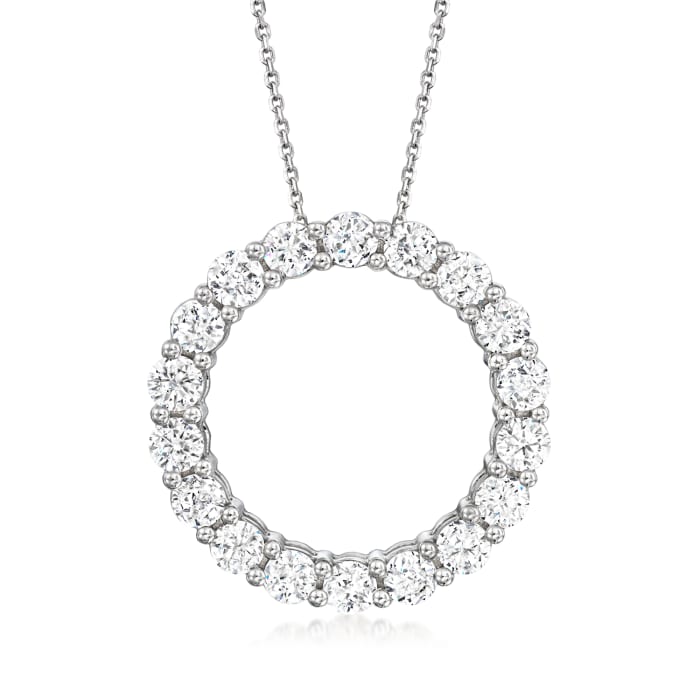 2.00 ct. t.w. Diamond Eternity Circle Pendant Necklace in 14kt White Gold