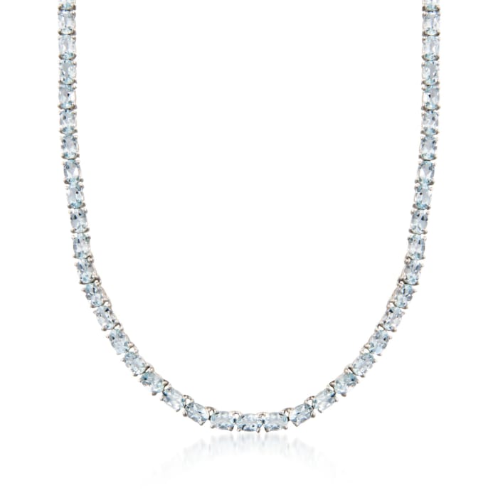 25.00 ct. t.w. Aquamarine Tennis Necklace in Sterling Silver