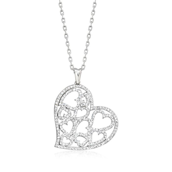 C. 1990 Vintage 2.00 ct. t.w. Diamond Heart Pendant Necklace in 14kt and 18kt White Gold