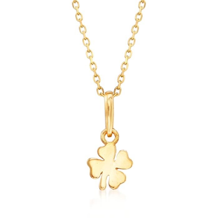 18kt Yellow Gold Small Four-Leaf Clover Pendant Necklace