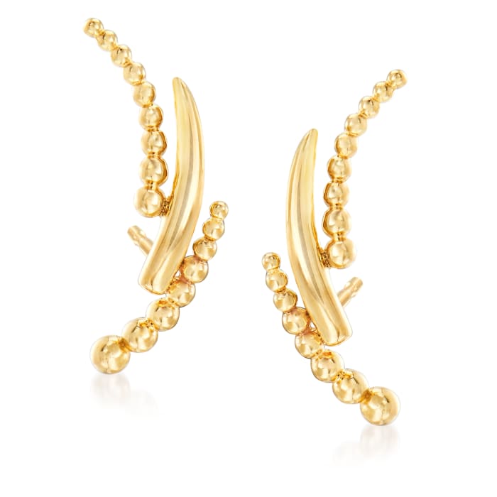 Gabriel Designs 14kt Yellow Gold Beaded Curve Stud Earrings