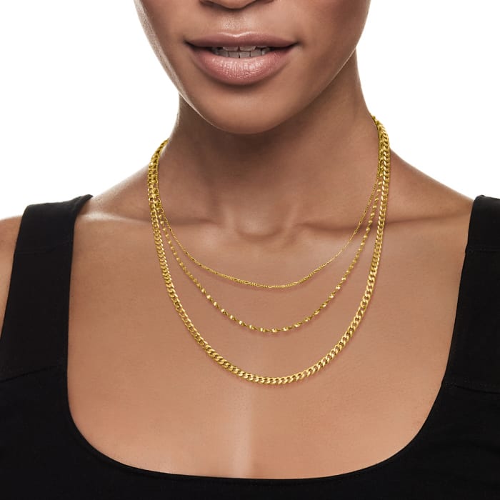 Italian 18kt Gold Over Sterling Multi-Link Layered Necklace 16-inch