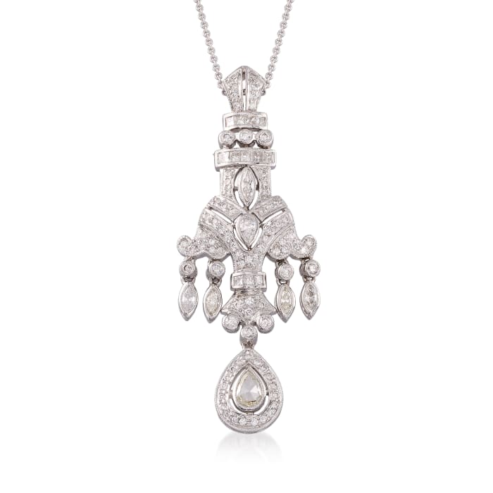 C. 1990 Vintage 2.22 ct. t.w. Multi-Cut Diamond Pendant Necklace in 18kt White Gold