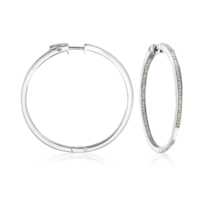 .25 ct. t.w. Diamond Inside-Outside Hoop Earrings in Sterling Silver