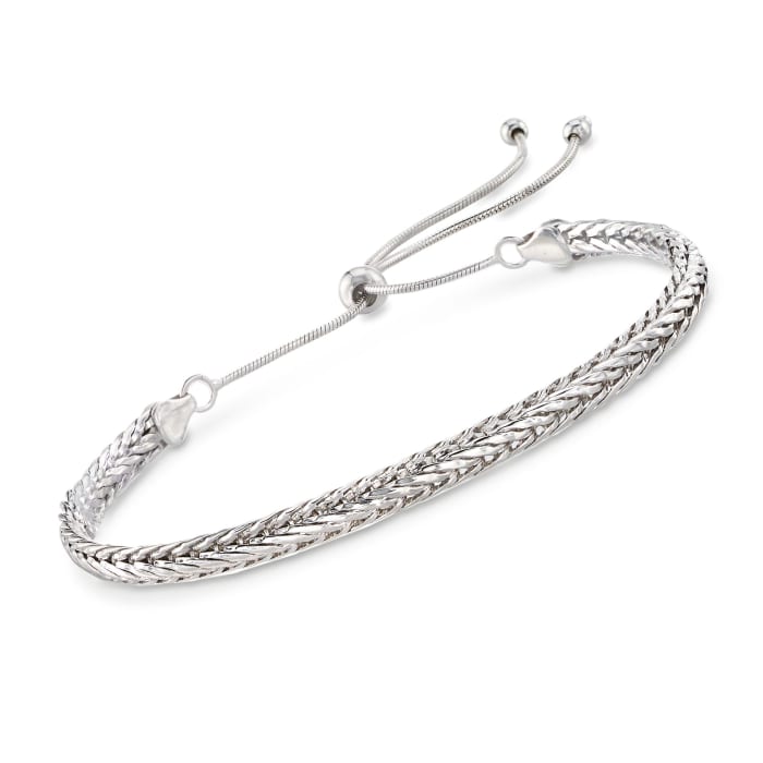 Sterling Silver Flat Wheat-Chain Bolo Bracelet