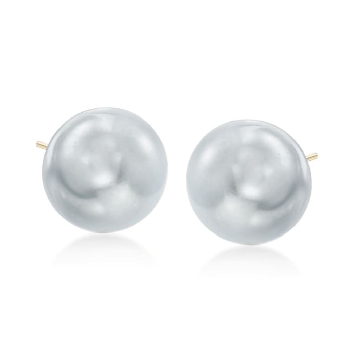12-13mm Gray Cultured Pearl Stud Earrings in 14kt Yellow Gold