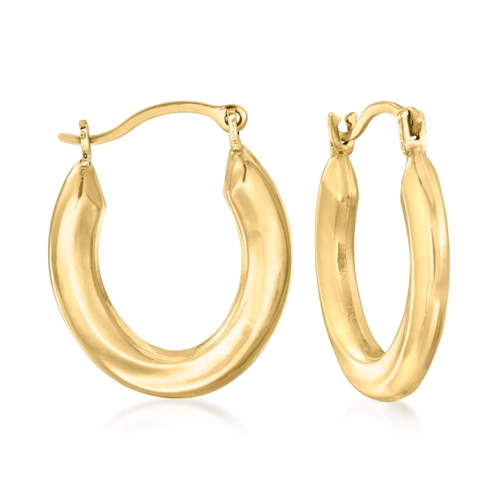 14kt Yellow Gold Small Oval Hoop Earrings. 5/8