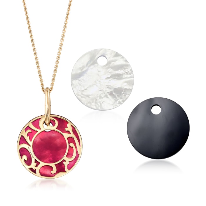 Mattioli &quot;Siriana&quot; 18kt Yellow Gold Pendant Necklace with Three Interchangeable Pendants: 18kt Gold and Multi-Stone