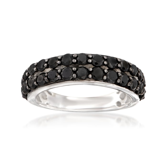 2.00 ct. t.w. Black Diamond Two-Row Ring in Sterling Silver