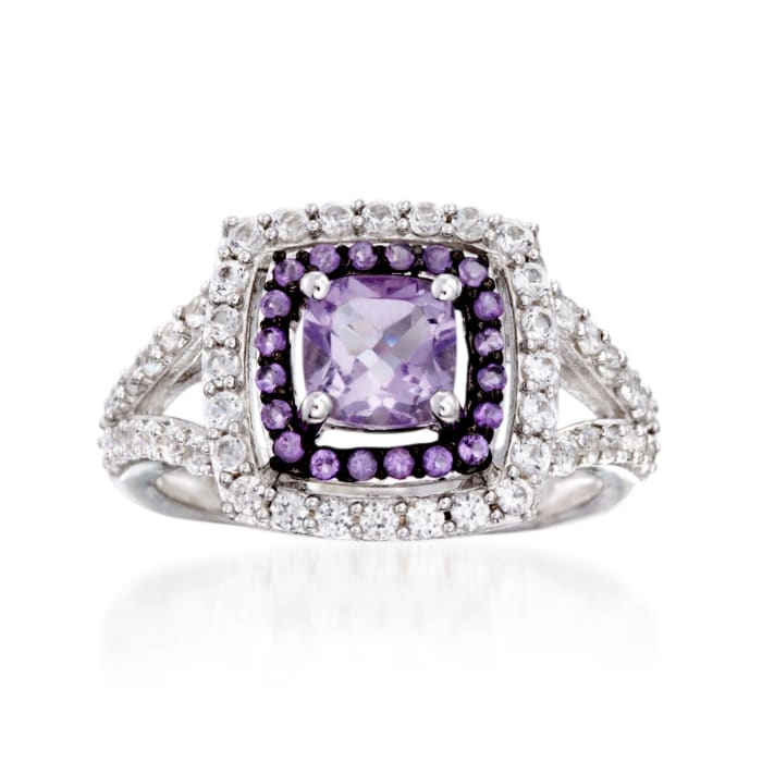 2.80 ct. t.w. Amethyst and .90 ct. t.w. White Synthetic Sapphire Ring in Sterling Silver