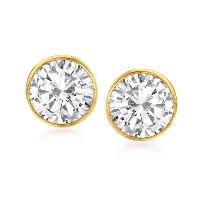 Diamond Bezel Stud Earrings in 14K Yellow Gold, 0.20-1.0 ct. t.w. - 100%  Exclusive