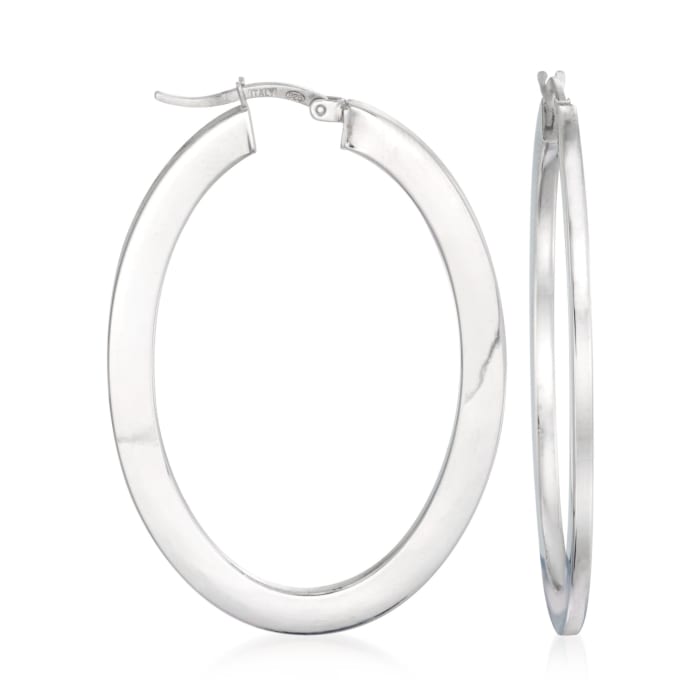 Italian Sterling Silver Oval Hoop Earrings