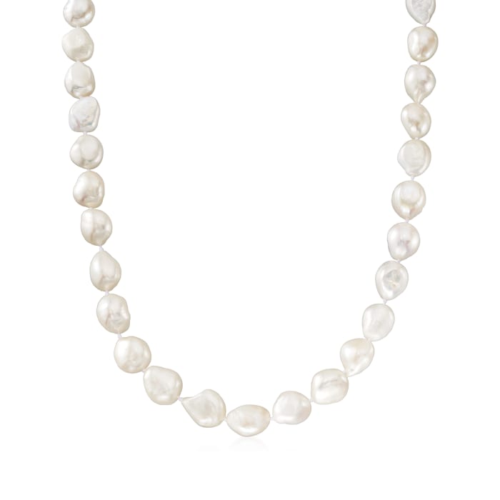 10-11mm Cultured Semi-Baroque Pearl Necklace in Sterling Silver | Ross ...