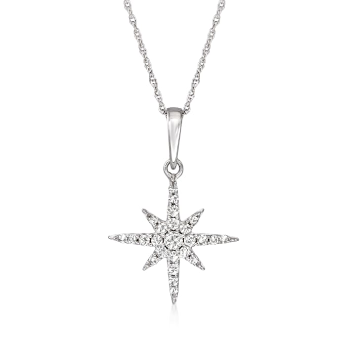 .25 ct. t.w. Diamond Star Pendant Necklace in 14kt White Gold | Ross-Simons