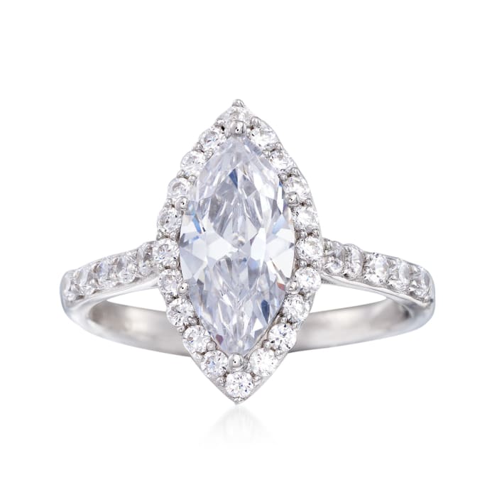 2.57 ct. t.w. Marquise and Round CZ Halo Ring in Sterling Silver | Ross ...