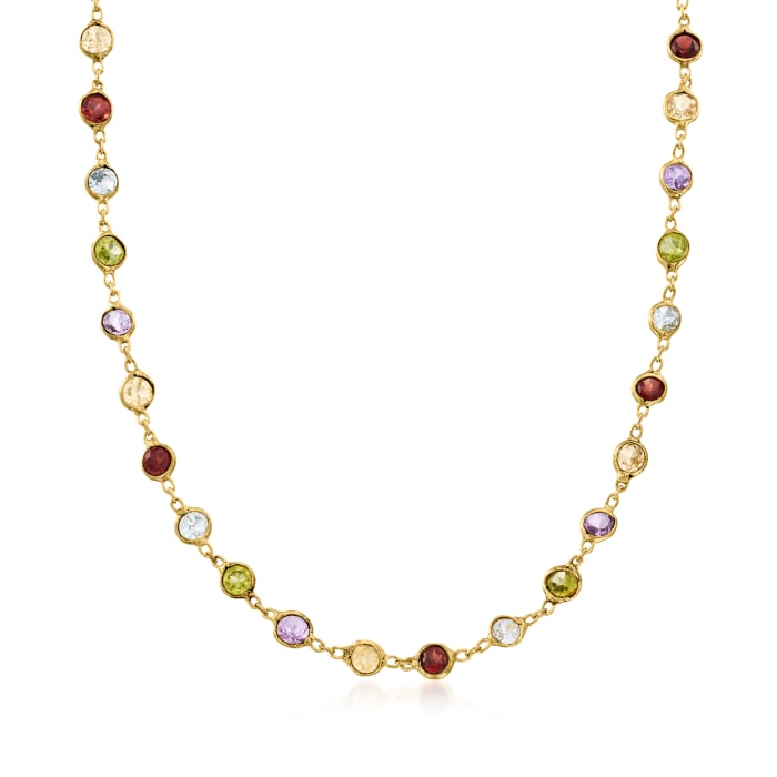 8.85 ct. t.w. Bezel-Set Multi-Gemstone Necklace in 18kt Gold Over Sterling
