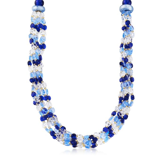 Italian Multicolored Murano Bead Six-Strand Necklace in Sterling Silver