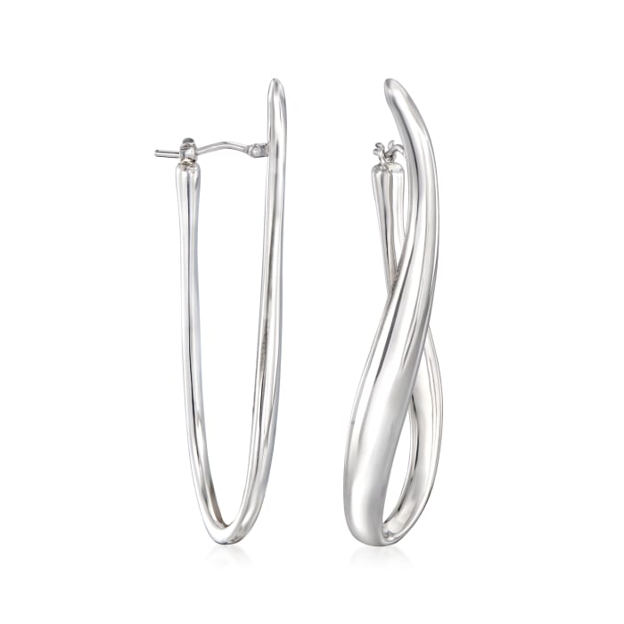 Italian Sterling Silver Twisted U-Shaped Hoop Earrings