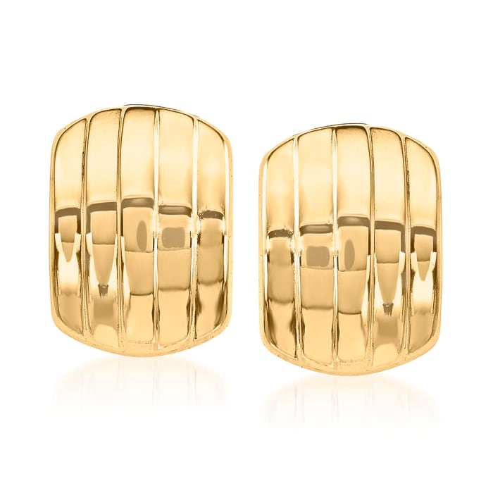 14kt Yellow Gold Curved Five-Row Clip-On Earrings