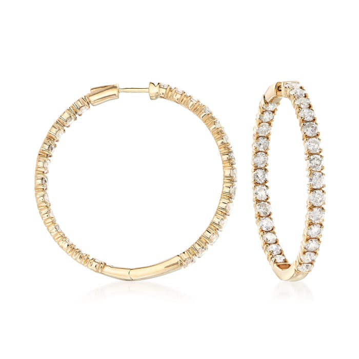 10.00 ct. t.w. Diamond Inside-Outside Hoop Earrings in 14kt Yellow Gold