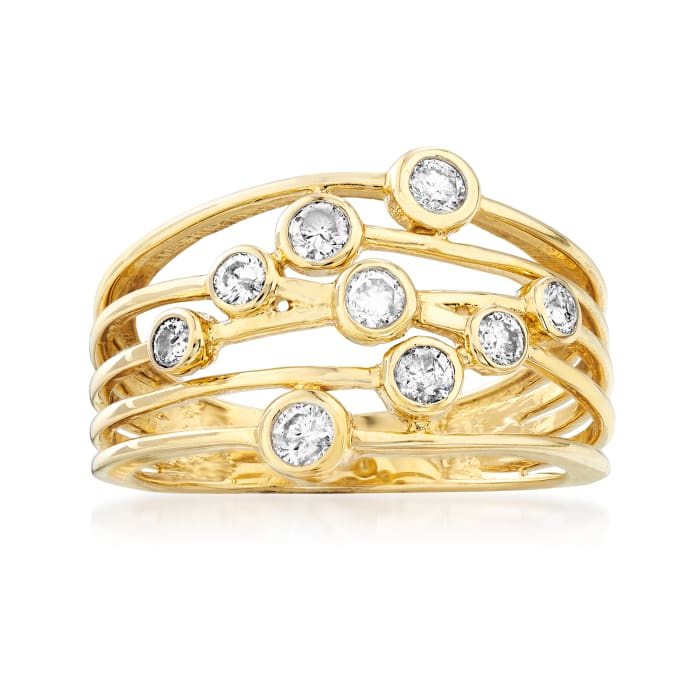 .50 ct. t.w. Diamond Bezel-Set Multi-Row Ring in 14kt Yellow Gold