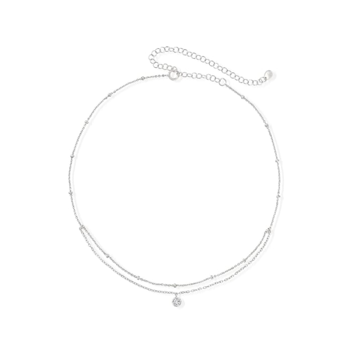 .10 Carat Bezel-Set CZ Choker Layer Necklace in Sterling Silver