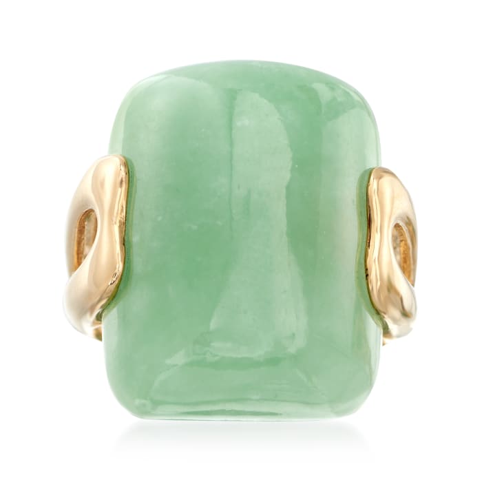 Rectangular Green Jade Ring in 14kt Yellow Gold