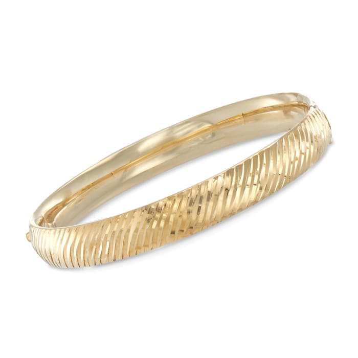 14kt Gold Over Sterling Silver Diagonal Stripe Bangle Bracelet