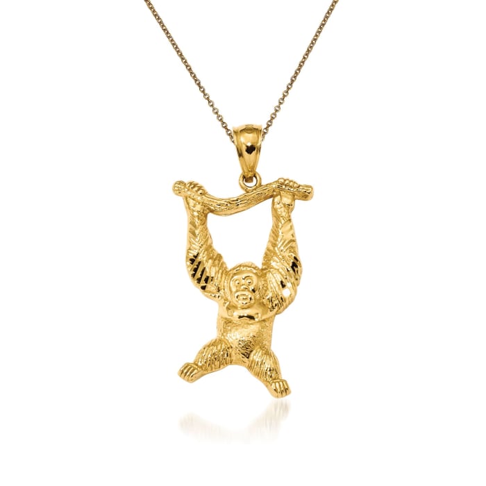 14kt Yellow Gold Monkey Pendant Necklace