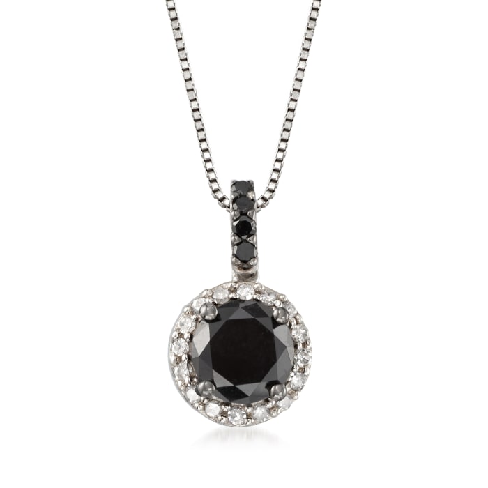 1.50 ct. t.w. Black and White Diamond Pendant Necklace in Sterling Silver