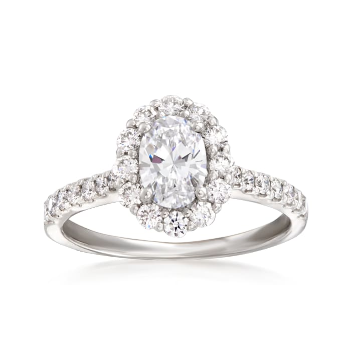 .56 ct. t.w. Diamond Halo Engagement Ring Setting in 14kt White Gold