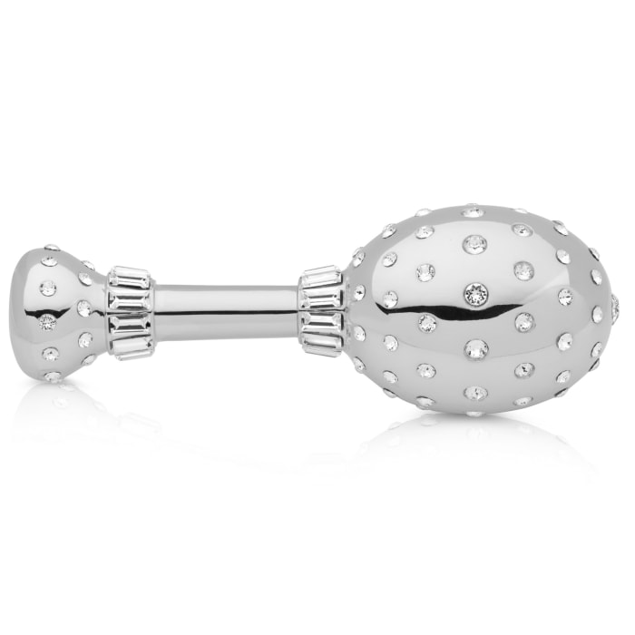 Crystamas Crystal White Rhodium-Plated Baby Rattle