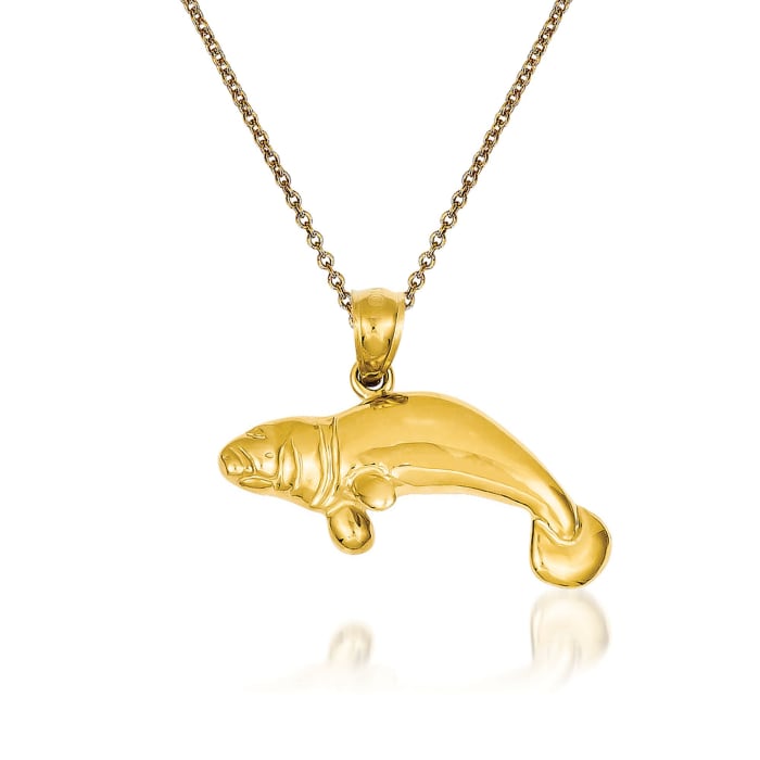 14kt Yellow Gold Manatee Pendant Necklace