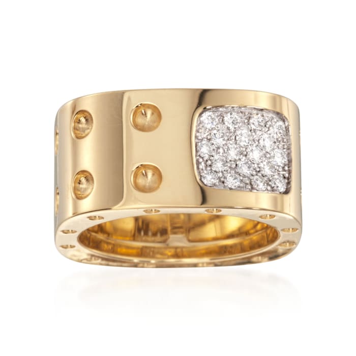 Roberto Coin &quot;Pois-Moi&quot; .28 ct. t.w. Diamond Square Ring in 18kt Yellow Gold