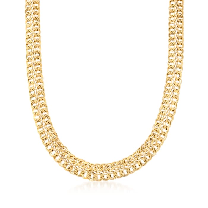 Italian 18kt Yellow Gold Two-Row Twisted Link Necklace