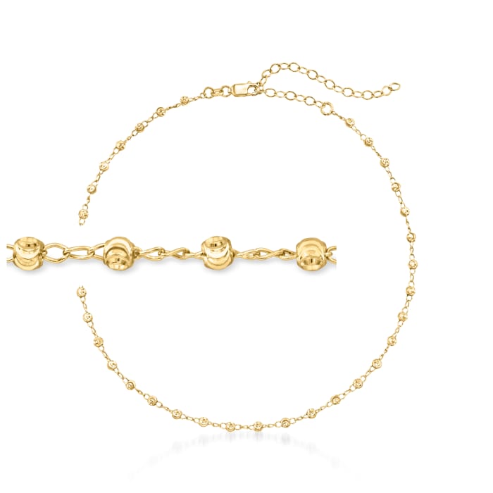 18kt Gold Over Sterling Moon-Cut Bead-Chain Choker Necklace