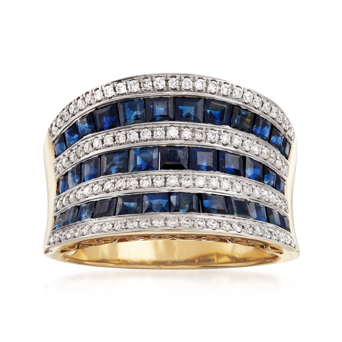 2.75 ct. t.w. Sapphire and .34 ct. t.w. Diamond Ring in 18kt Yellow Gold