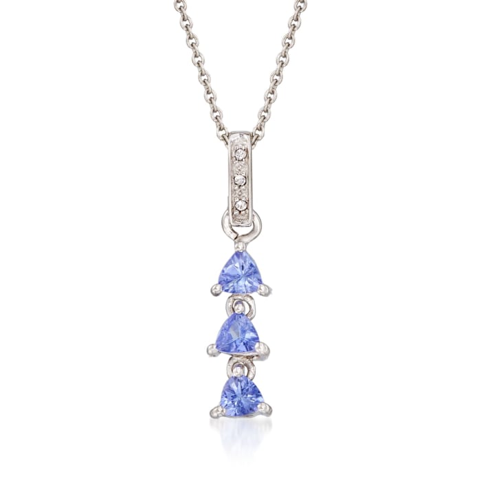 .70 ct. t.w. Trillion-Cut Tanzanite Pendant Necklace with White Topaz Accents in Sterling Silver