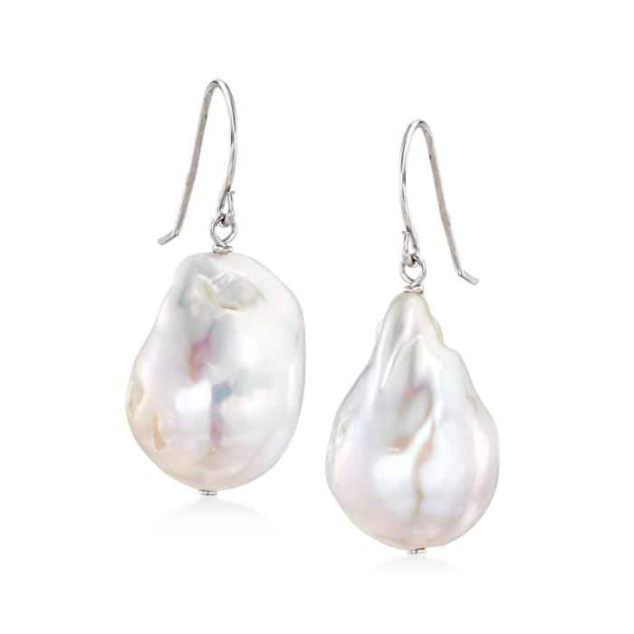 12-13mm Cultured Baroque Pearl Drop Earrings in Sterling Silver
