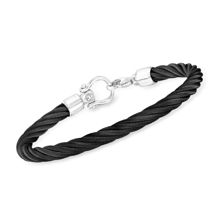 ALOR Men's Black Stainless Steel Twisted Cable Bracelet