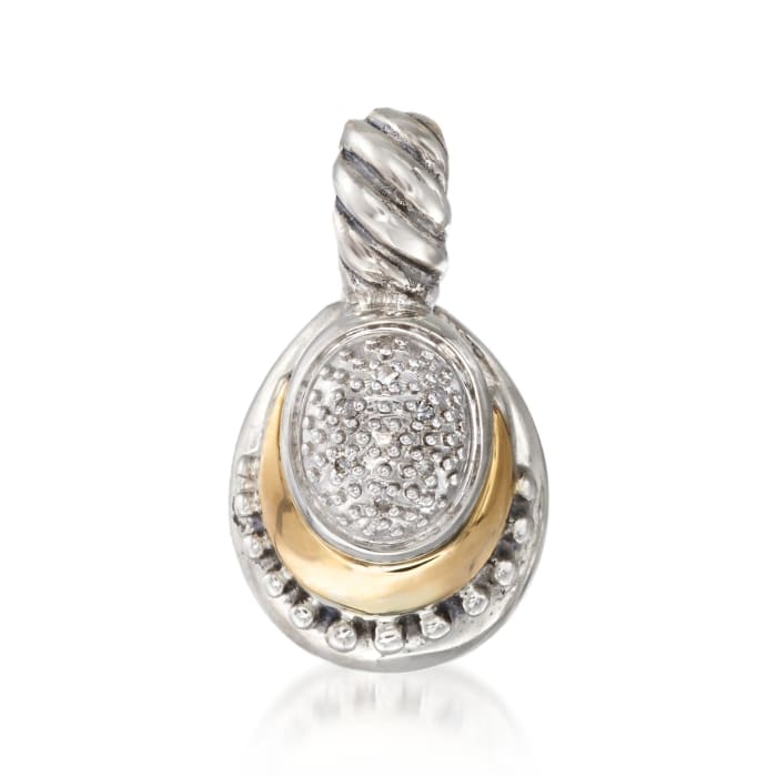 Sterling Silver and 18kt Yellow Gold Multi-Textured Pendant with Diamond Accents