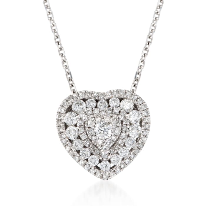 .50 ct. t.w. Diamond Heart Pendant Necklace in 14kt White Gold